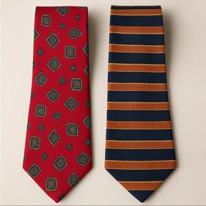 Tommy Hilfiger & Remington Tie Bundle Classic Striped & Red Geometric Neckties